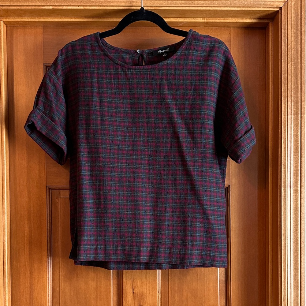 Madewell Plaid Short Sleeve Top